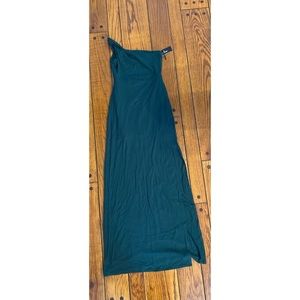 NWT one shoulder dark green maxi dress